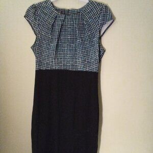 Homeyee Dress Women 8 Short Sleeve Plaid Teal Black